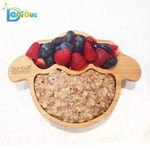 Най-новият Дизайнерски Детски Прибори Малчугана Хранене Табела и Лъжица Поставете Разделен Остани Сложете Всмукване Бамбукова ...