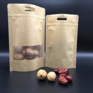 Крафтна хартия Stand Up Pouch With Ziplock and die cut hall for nuts & juube and other dry плодове