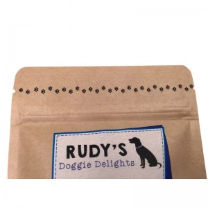 Ламинираща торбичка с крафт хартия с цип, с прозорец за кучешки лакомства