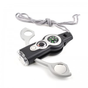 Външна професионална седем в едно многофункционална свирка за оцеляване компас термометър SOS аварийна лента с висока честота св...