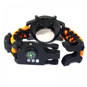 Външни многофункционални творчески продават спасителни часовници за оцеляване за безопасност с въже, термометър