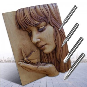 Гравиращи битове, 2 флейти, прави CNC V-битов 1/4 инчов ръб Маркиране Коничен гравиращ рутер инструмент за стоманена алуминиева месин...