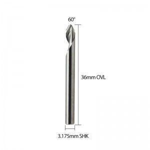 Спирала 60 градуса V Groove гравиране инструмент плосък дъно CNC рутер битове 1/8 инчов болт за алуминий MDF твърда дървесна мед 5PCS