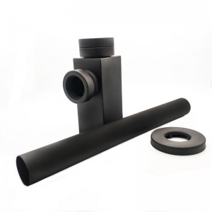 Квадратен месингов черен матов сифон за мивка