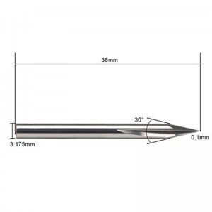 Метален гравиращ бит, EnPoint 30 градус V карбид с твърд връх с конусна форма с CNC гравиране с 2-флейтова ивица с канали 1/8 \"3.175 мм хвостов...