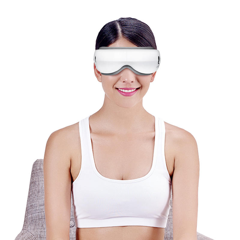 Презареждащ се 180 ° сгъваем преносим електрически безжичен Bluetooth масажор за очи с налягане на въздуха, горещ компрес, вибрации, музика за умора на очите, сухи очи и тъмни кръгове