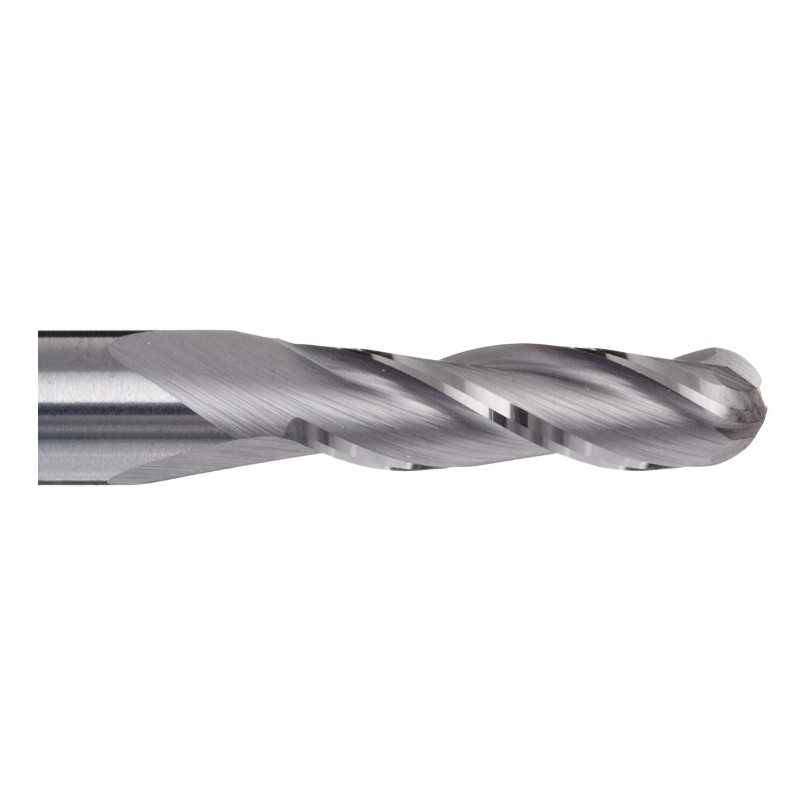 Carbide Micro Ball Nose End Mill, AlTiN Monolayer Finish, 30 Deg Helix, 3 флейти, 1.5000 