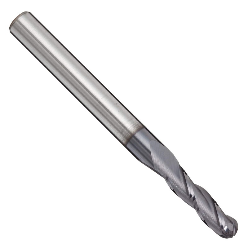 Carbide Micro Ball Nose End Mill, AlTiN Monolayer Finish, 30 Deg Helix, 3 флейти, 1.5000 