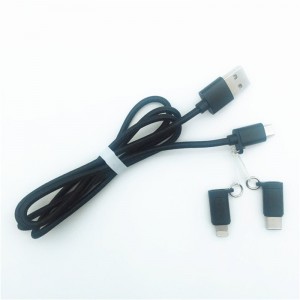 KPS-1002CB 3in1 Висококачествен 1M 2a OD3.5MM найлонов сплетен USB кабел
