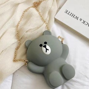 Силиконова карикатура чанта момиче чанта сладка силиконова чанта за мобилен телефон мечка личност верига едно рамо косо чанта ч...