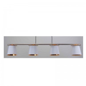 висулка лампа с тъкан сянка, бял нюанс вътре в злато