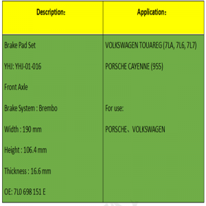 Спирачни накладки (OE: 7L0698151E)