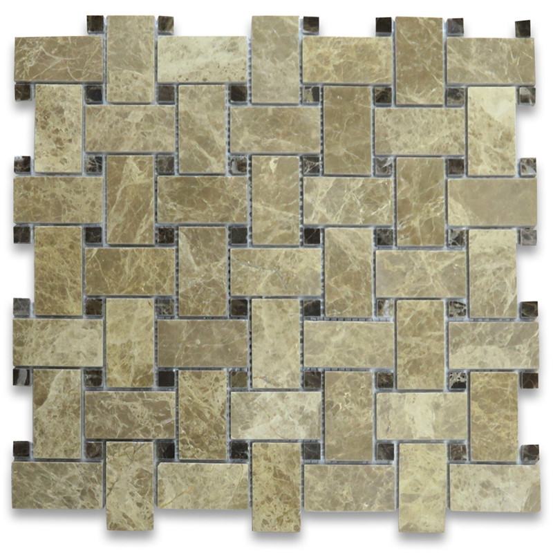 Emperador Light 2x4 Grand Brick Subway Mosaic Tile Poliated