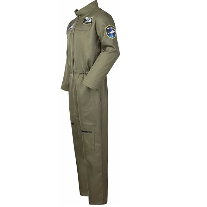 Мъжки пилотен костюм на пилота за военновъздушни сили, костюми за възрастни с бродирани лепенки и джобове