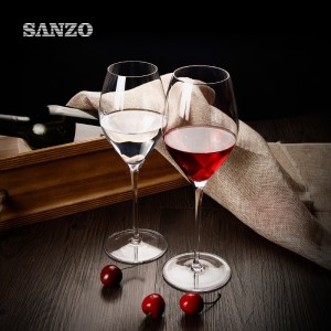 Чаши за черно вино SANZO, ръчно изработени кристални диамантени стъклени чаши без олово, плътна долна чаша