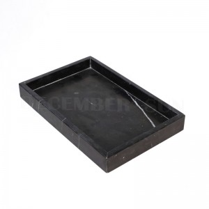 Висококачествена черна правоъгълна мраморна тава