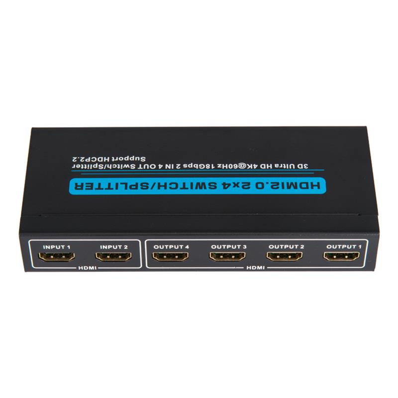 Поддръжка на V2.0 HDMI 2x4 Switch / Splitter 3D Ultra HD 4Kx2K @ 60Hz HDCP2.2