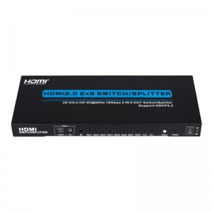 Поддръжка на V2.0 HDMI 2x8 Switch \/ Splitter 3D Ultra HD 4Kx2K @ 60Hz HDCP2.2