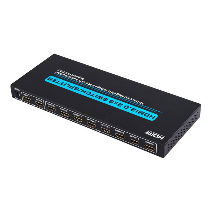 Поддръжка на V2.0 HDMI 2x8 Switch / Splitter 3D Ultra HD 4Kx2K @ 60Hz HDCP2.2