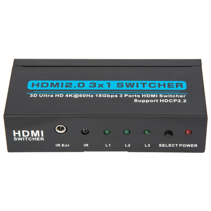 Поддръжка на V2.0 HDMI 3x1 превключвател 3D Ultra HD 4Kx2K @ 60Hz HDCP2.2