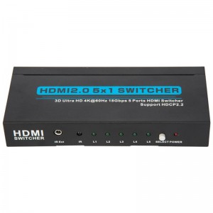 Поддръжка на V2.0 HDMI 5x1 превключвател 3D Ultra HD 4Kx2K @ 60Hz HDCP2.2