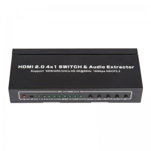 Поддръжка на превключвател и аудио екстрактор V2.0 HDMI 4x1 ARC Ultra HD 4Kx2K @ 60Hz HDCP2.2 18Gbps