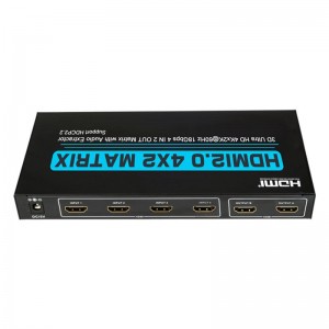 V2.0 HDMI 4x2 матрична поддръжка Ultra HD 4Kx2K @ 60Hz HDCP2.2 18Gbps с аудио екстрактор