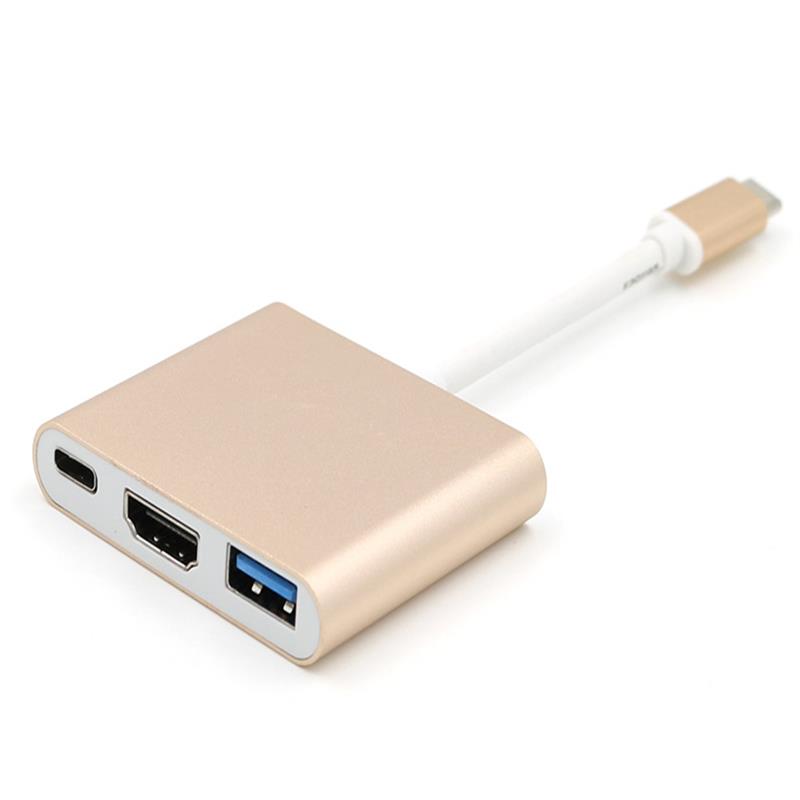 USB тип C до HDMI + USB 3.0 + тип C адаптер за концентратор