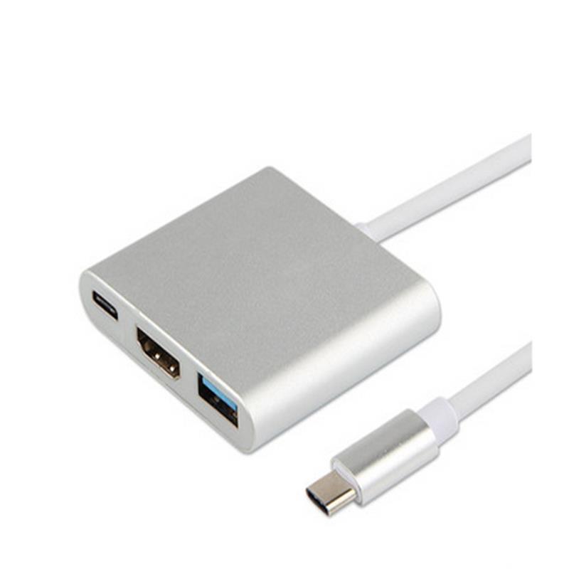 USB тип C до HDMI + USB 3.0 + тип C адаптер за концентратор