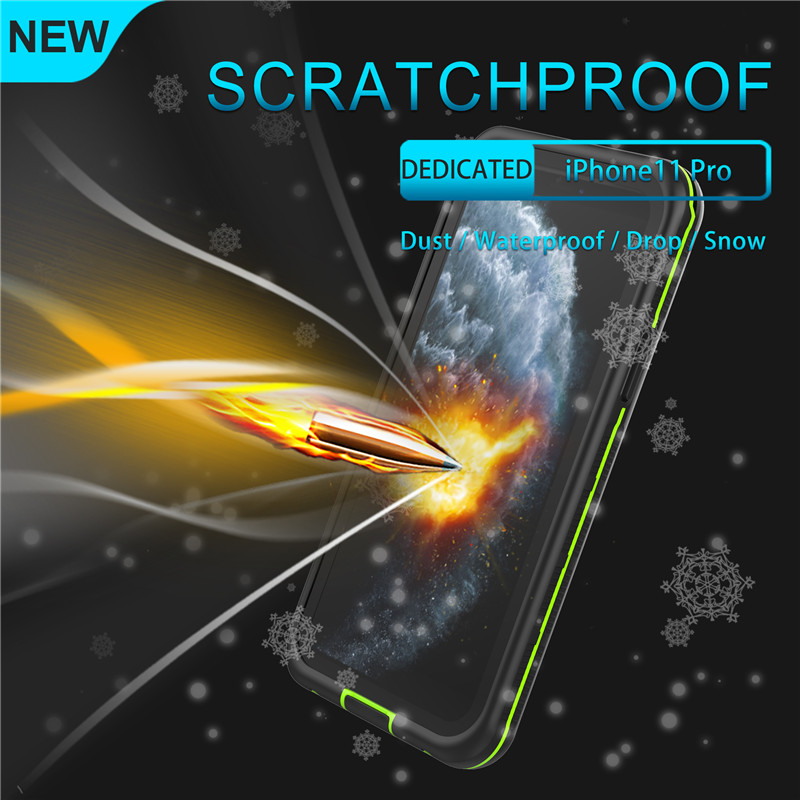 Подводен калъф за телефон водоустойчив държач iphone 11 pro водоустойчив калъф (черен) с прозрачен заден капак