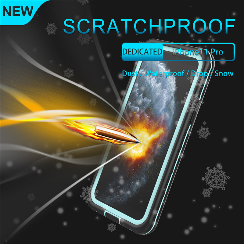 Водоустойчива клетка най-добър iphone 11 pro калъф водоустойчив водоустойчив iphone 11 pro (син) с прозрачен заден капак