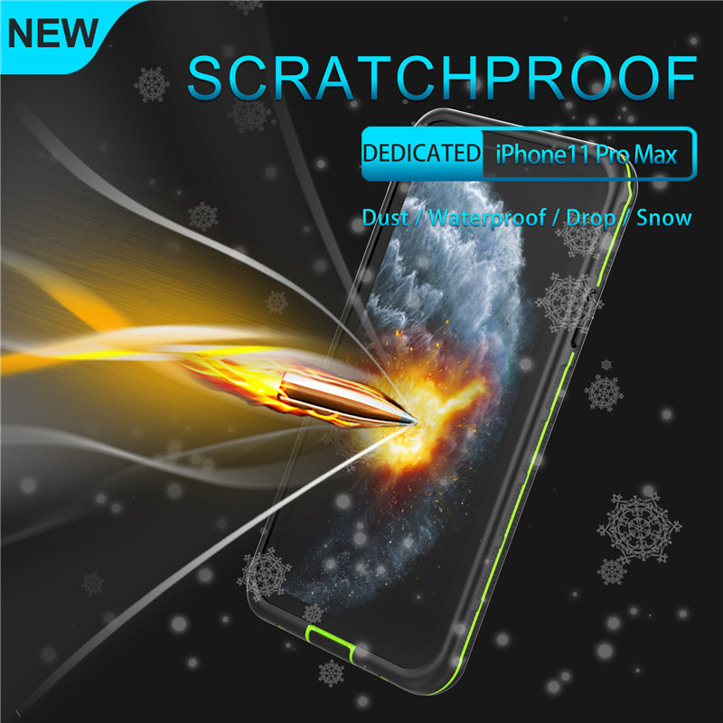 Up wawterrficade iphone cates iphone 11 pro max waterproful cell back (черно) с плътно покритие