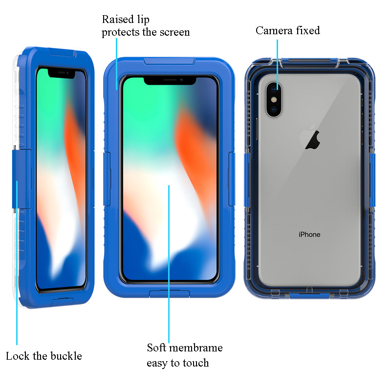 Водоустойчив калъф за телефон iphone XS Max wterproof мобилен калъф за спазване на живота (син)