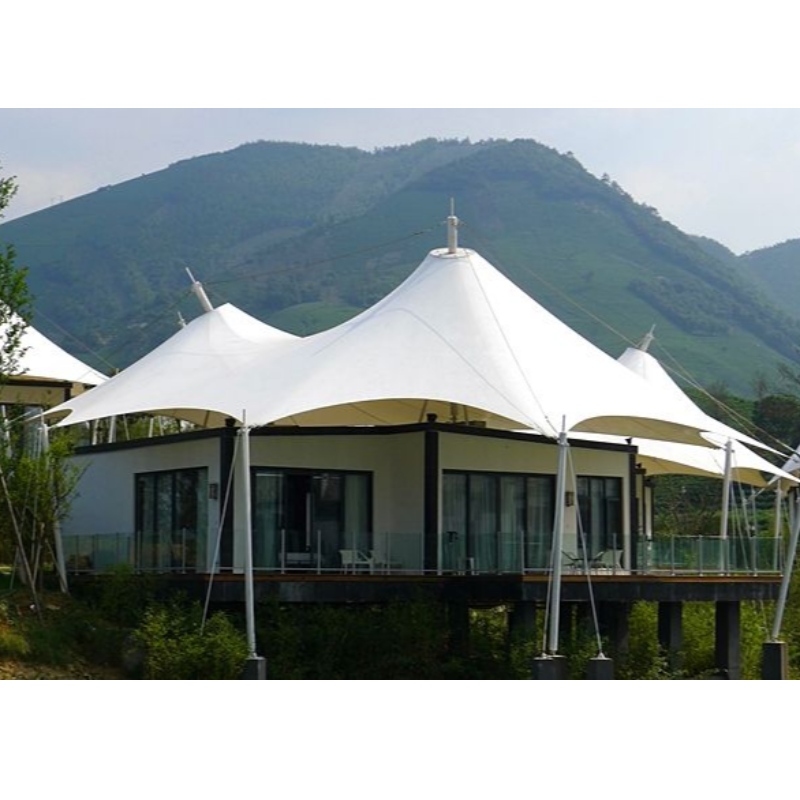Prefab House Three Peaks Shape 2-спалня PVDF Waterproof Fabric Resort Hotel Tent