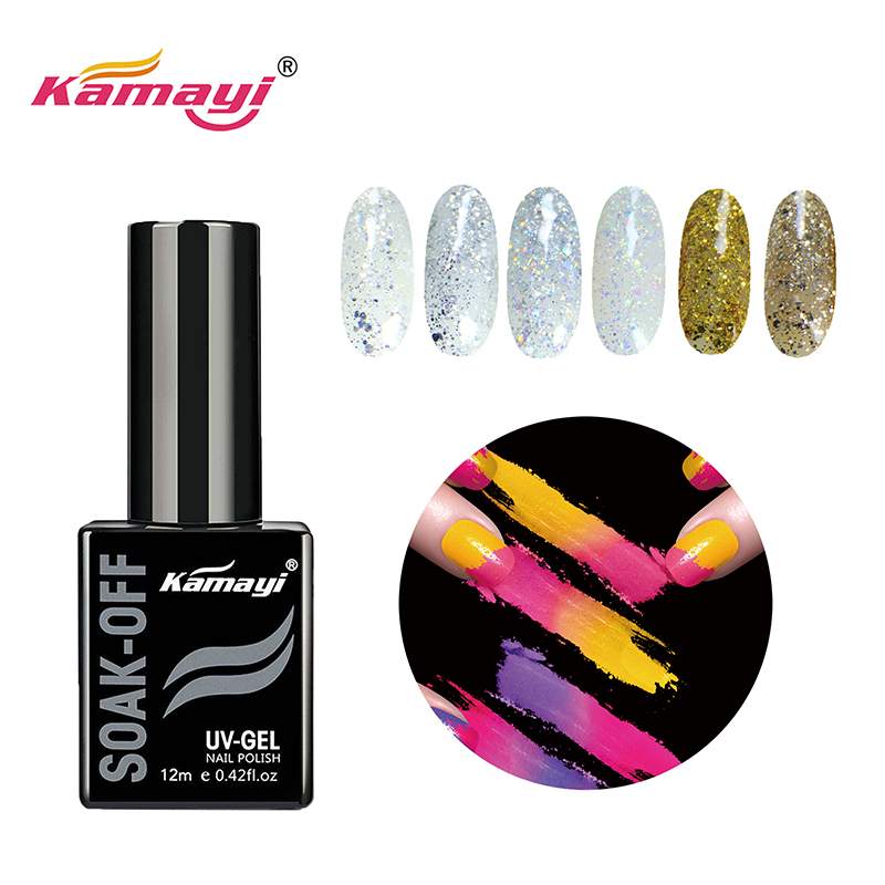 Kamayi висококачествена фабрична цена изкуство за нокти на едро kamayi 400 цвята накисвайте uv гел лакове за нокти Sequins гел лак
