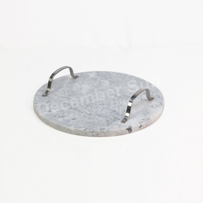Гореща мраморна подноса за сервиране с метална дръжка
