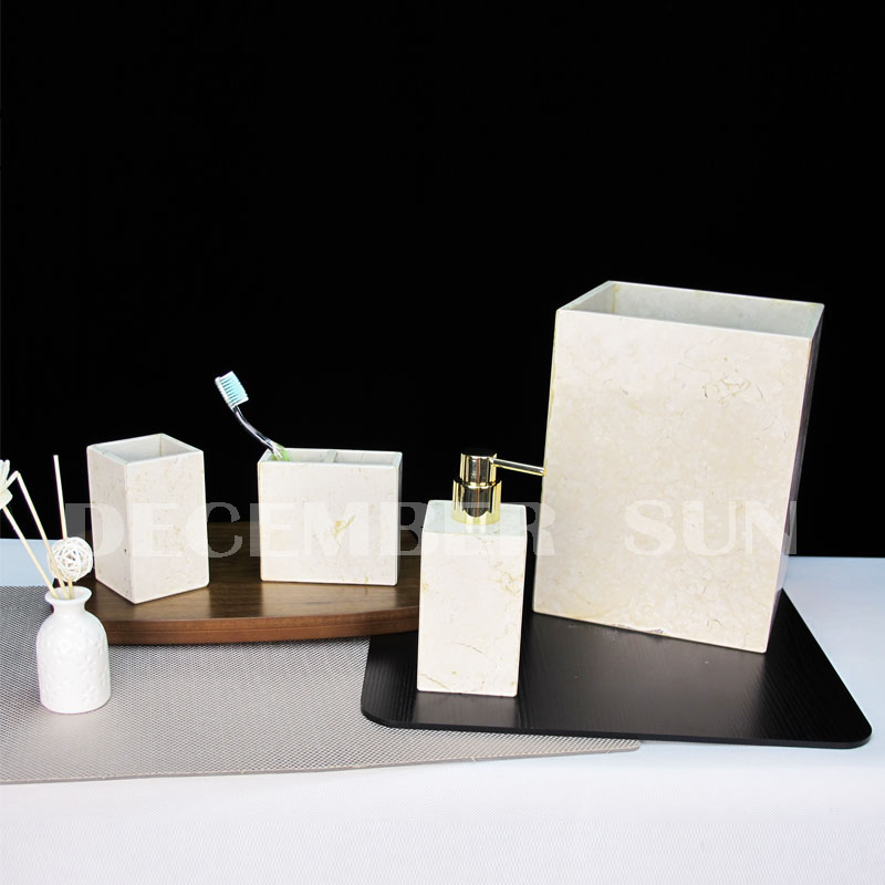 Комплект мраморни аксесоари за баня за баня