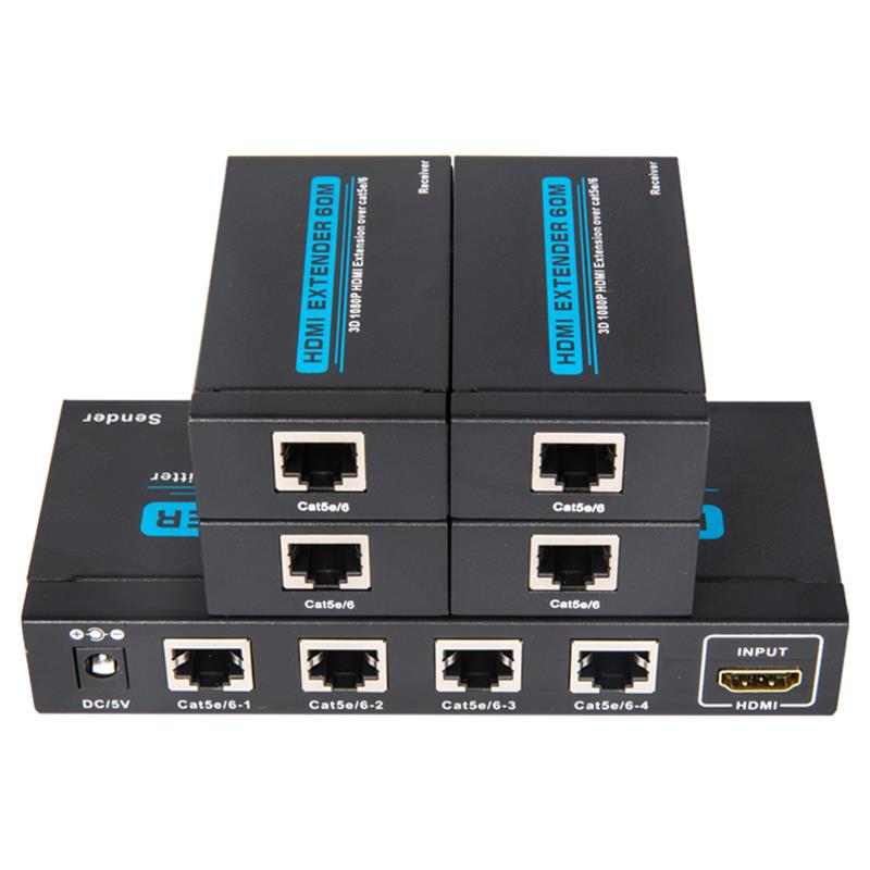 4 порта HDMI UTP 1x4 сплитер над единичен Cat5e / 6 С 4 приемника до 60м