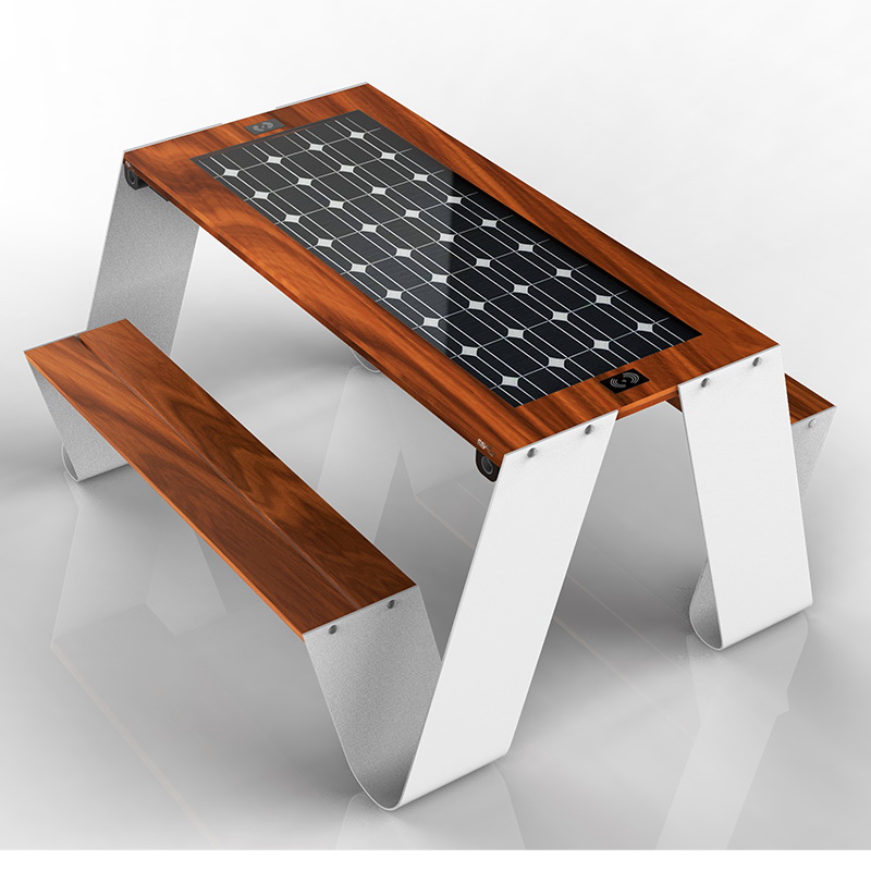 Слънчева телефонна такса за зареждане и безплатен WiFi интелигентна дървена маса за пикник