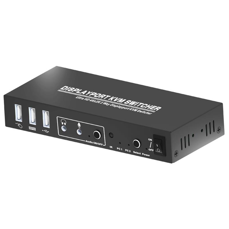 Displayport KVM 2x1 Switcher Поддръжка 3D Ultra HD 4Kx2K @ 60Hz
