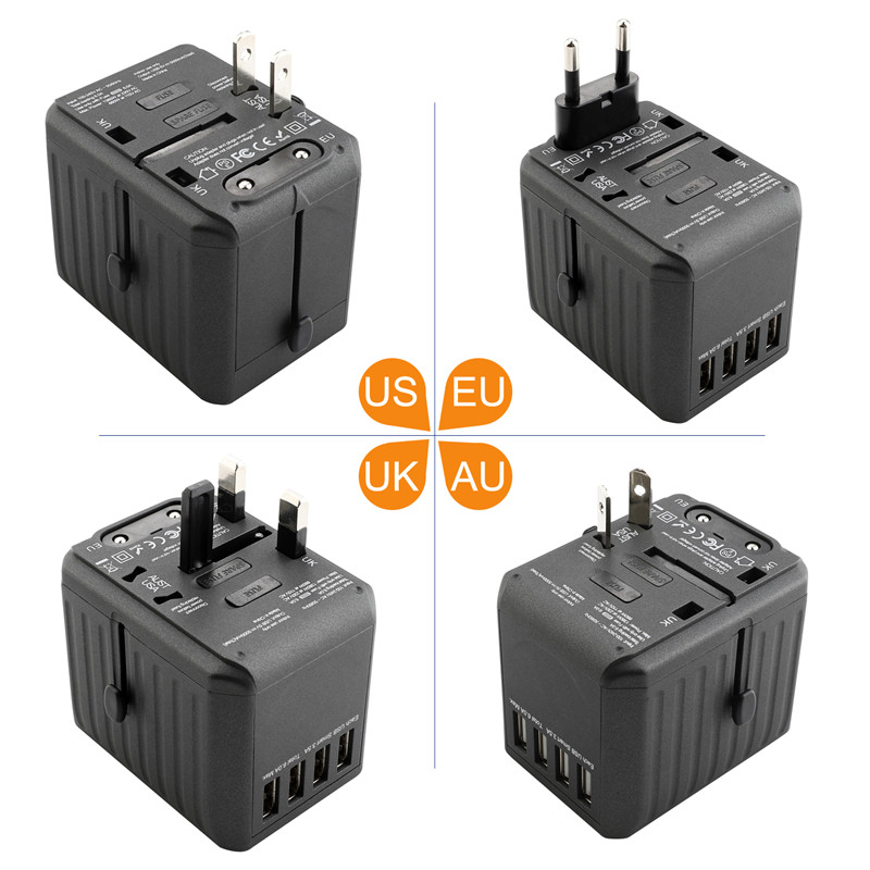 RRRTRAVEL Universal Travel Adapter, International Power Adapter, Worldwide Plug Adaptor с 4 USB Ports, High Speed 4.5A Wall Charger, All in One AC Socket for USA UK AUS Europe Cell Lappop