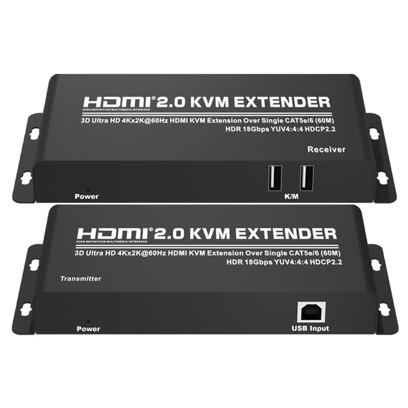 HDMI 2.0 KVM Extender 60m над Single CAT5e / 6 Поддръжка Ultra HD 4Kx2K @ 60Hz HDCP2.2