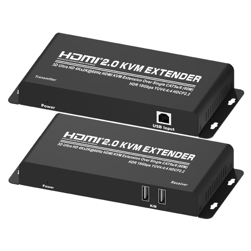 HDMI 2.0 KVM Extender 60m над Single CAT5e / 6 Поддръжка Ultra HD 4Kx2K @ 60Hz HDCP2.2