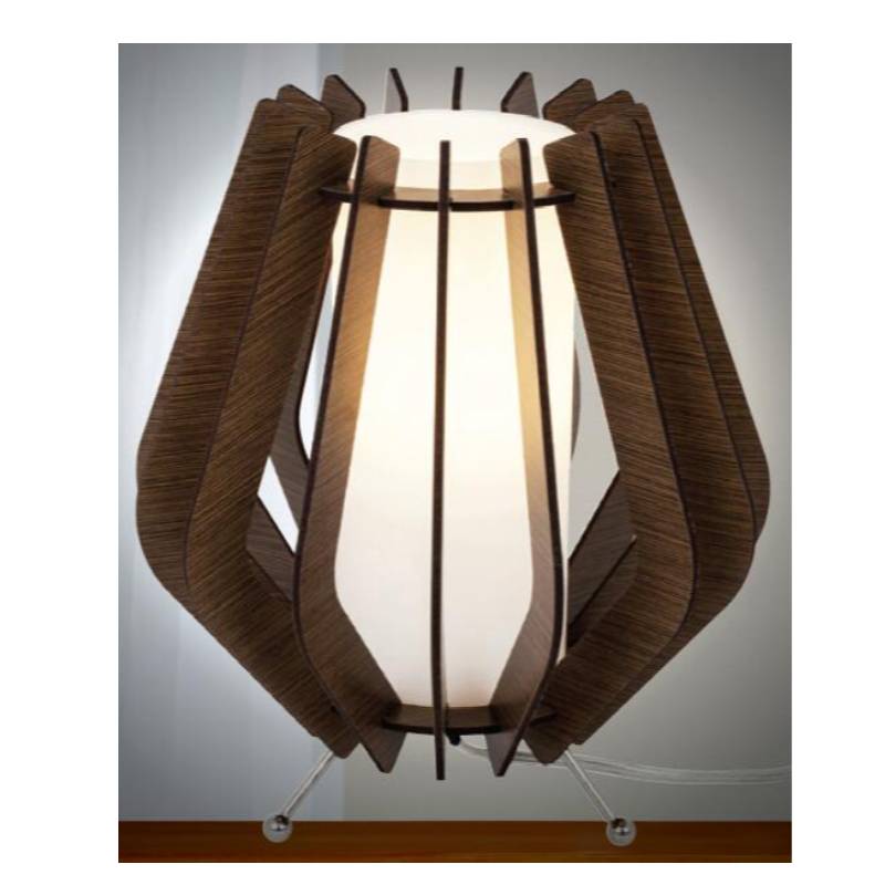 Тъмнокафява лампа за дърво със стъклен нюанс