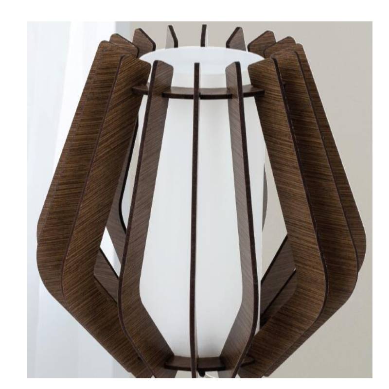 Тъмнокафява лампа за дърво със стъклен нюанс