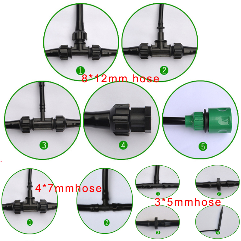 слънчева система за напояване 4*7mm разширение на PVC маркуч Micro Spinkler Tubing Somblies
