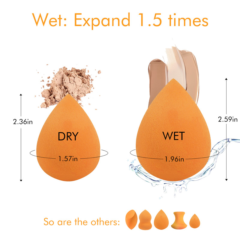 Гъба за грим, Фондация Пяна за грим за гъба BEALUXUR с многообразни гъби (5 бр.)