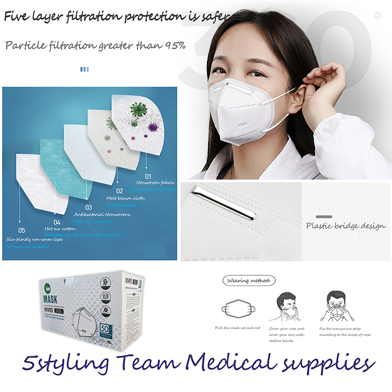 Еднократна нетъкана KN95 сгъваема половин маска за лице за самостоятелна употреба