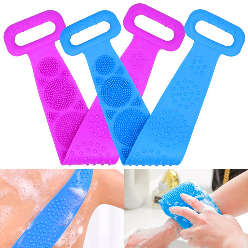 2 пакета силиконова четка за тяло назад скрубер ексфолираща задна пране скраб мек колан за жени мъже дълбоко чист масаж на кожата