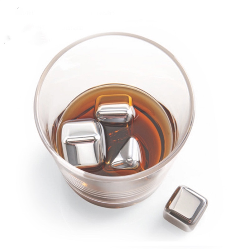 Hot продават Square 27mm 8PCs сет Stainless Steel Whisky Stones лед куб